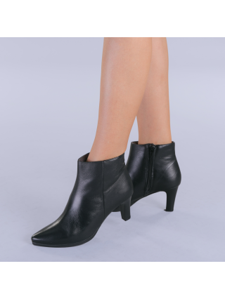 Γυναικεία Παπούτσια, Δερμάτινα μπότινια Saga μαύρα - Kalapod.gr